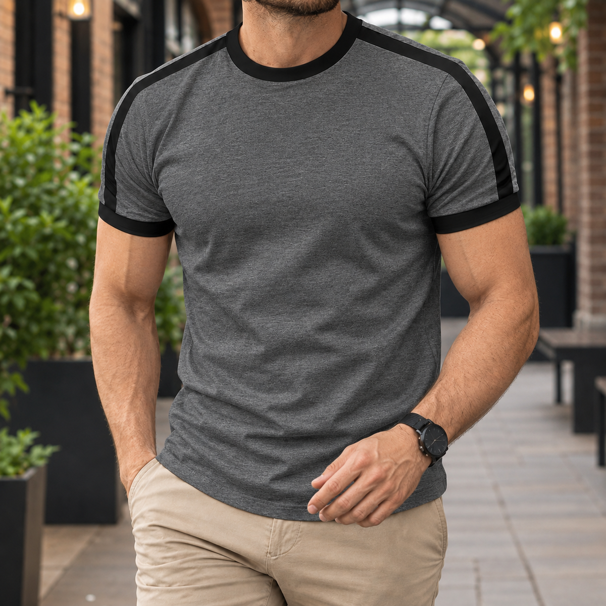 Oscar Contrast T-Shirt - Dark Gray