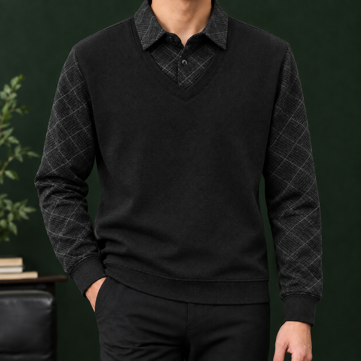 Simeon Layered Sweater - Black