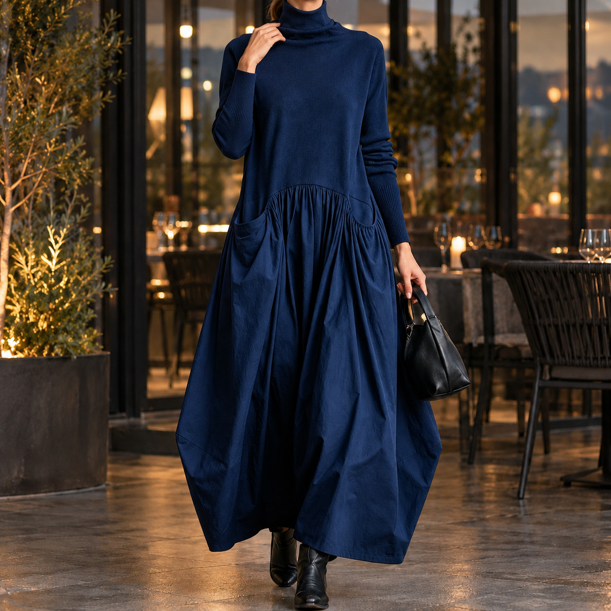 Melisande Cocoon Maxi Dress - Blue