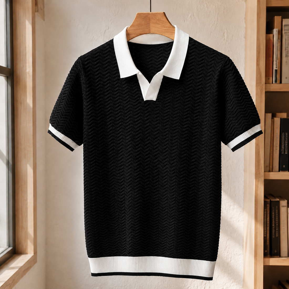 Leopold Textured Polo - Black