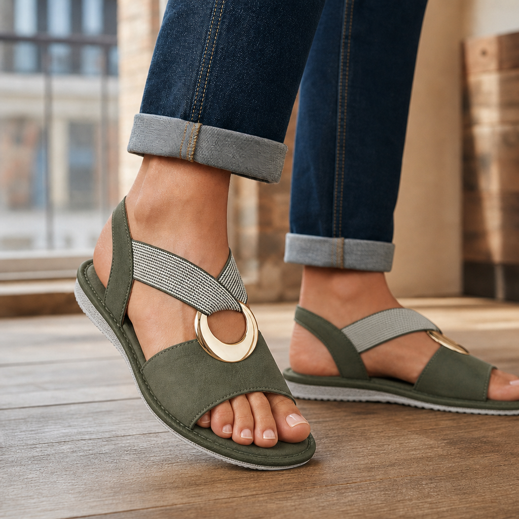 Grantham Ring Wedge Sandals - Green