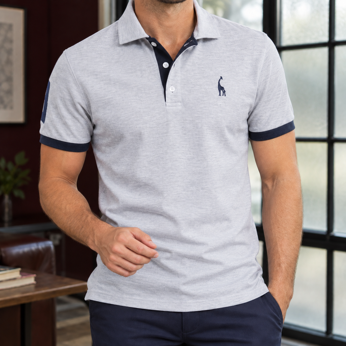 Raymond Contrast Polo - Gray