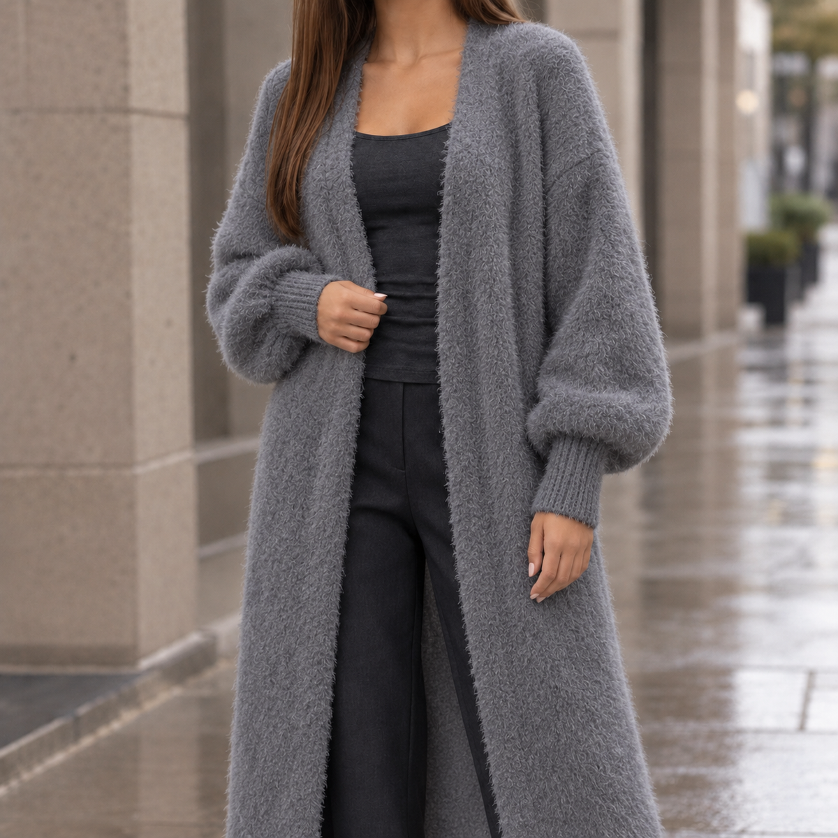 Oriane Longline Sweater - Gray