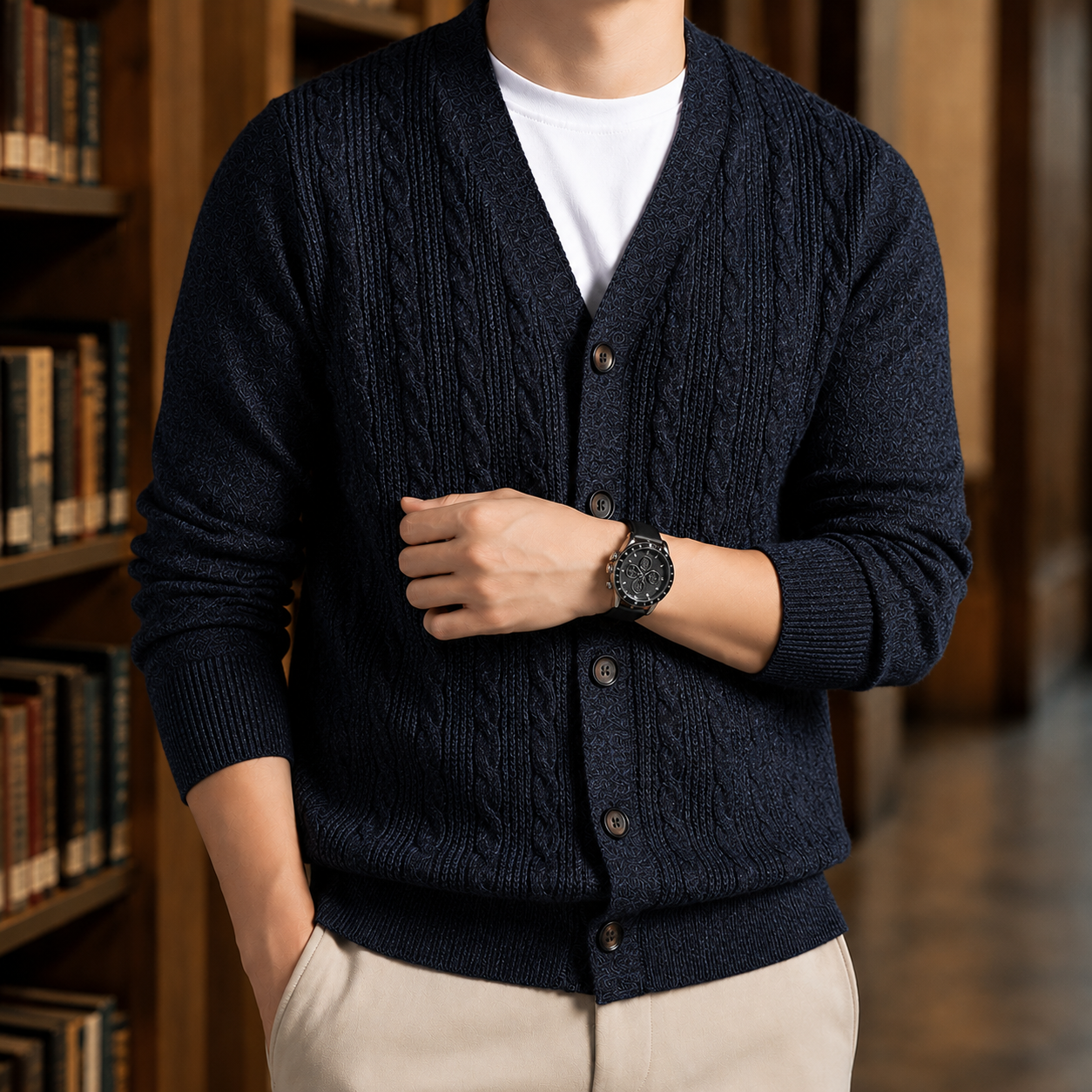 Maxim Cable Knit Sweater - Dark Navy