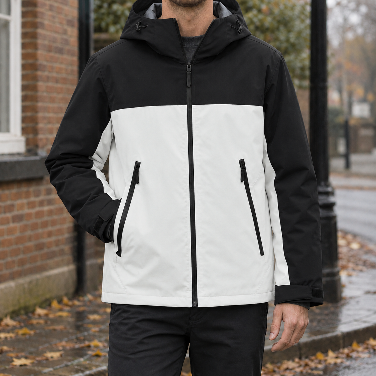 Noah Colorblock Jacket - Black White Combination