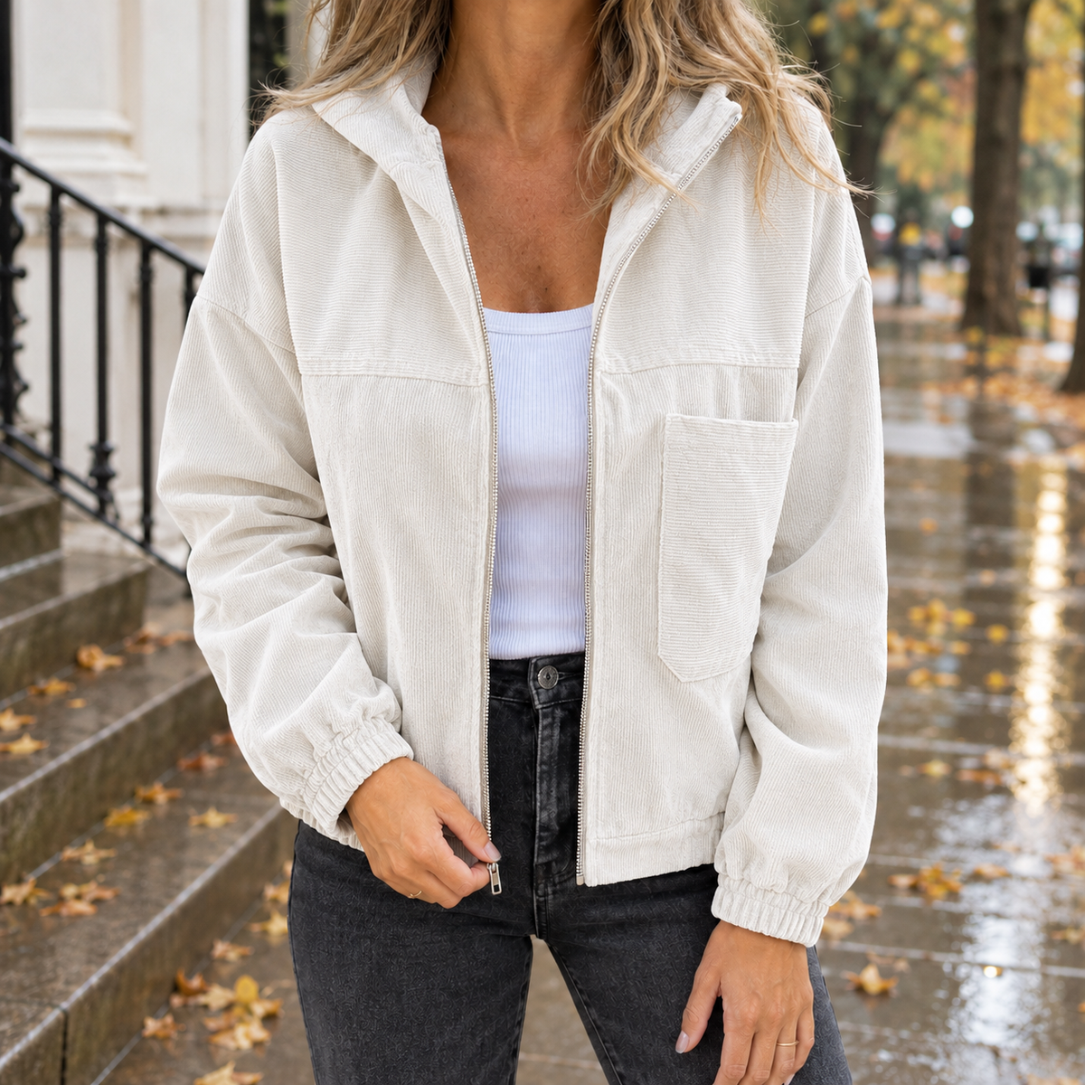 Gwendolyn Corduroy Jacket - Milky White
