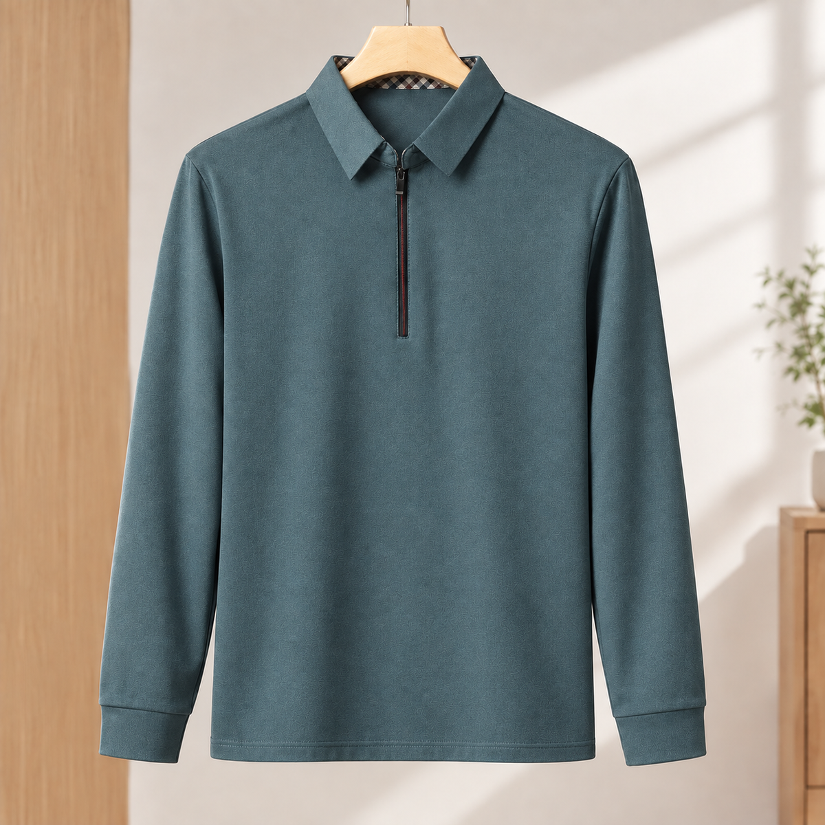 Renard Half Zip Polo - Blue Gray