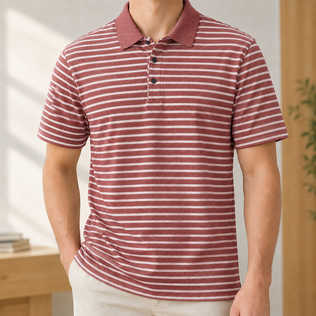 Mateo Striped Polo - Red