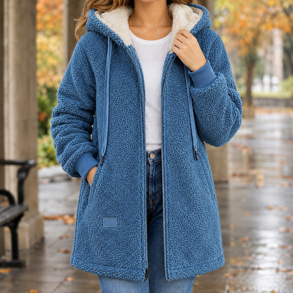 Karen Wool Hooded Jacket - Blue