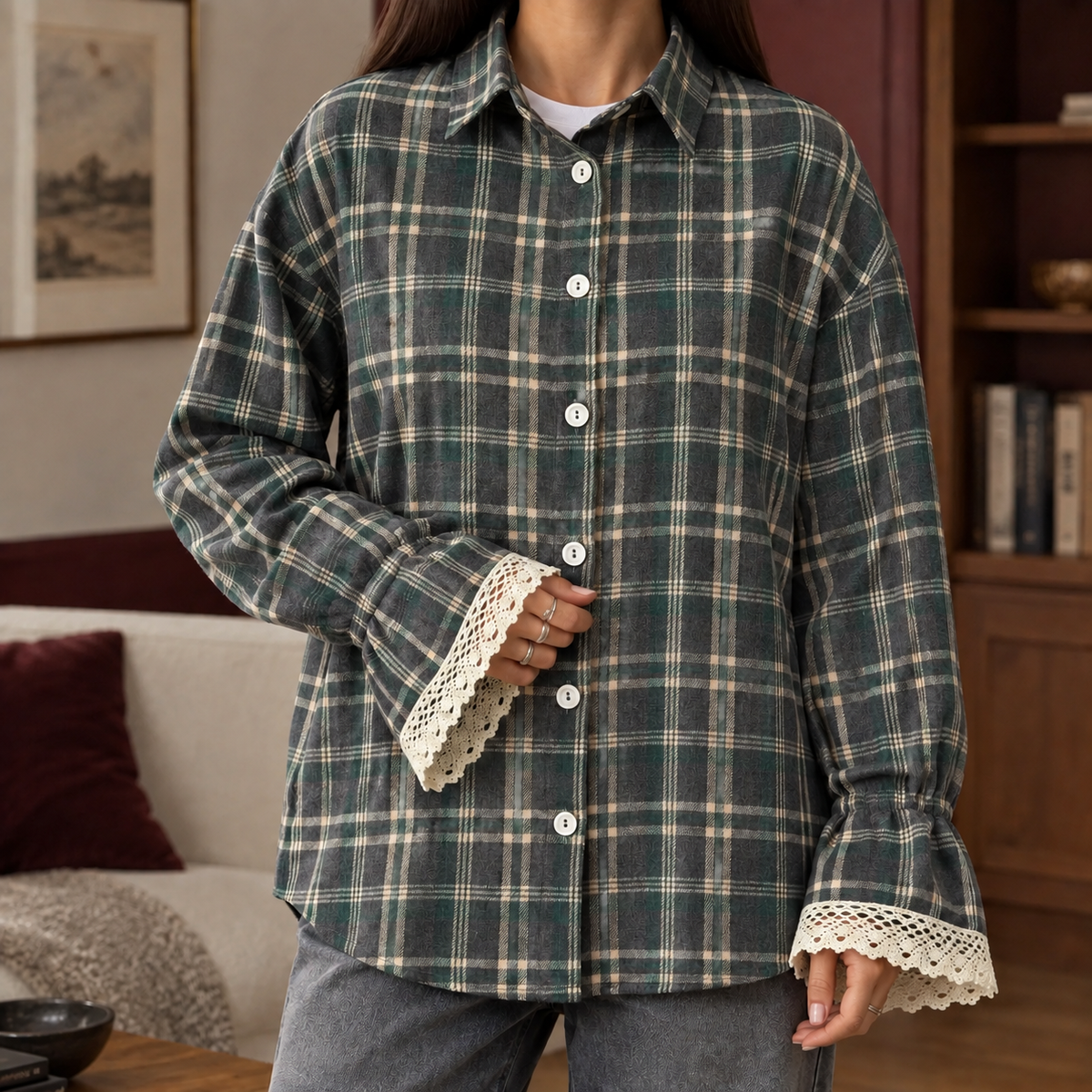Fleur Relaxed Overshirt - Green
