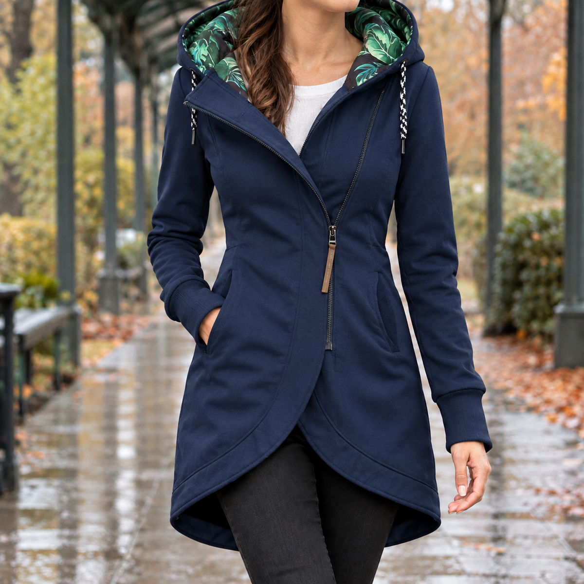 Alvina Hooded Jacket - Navy Blue
