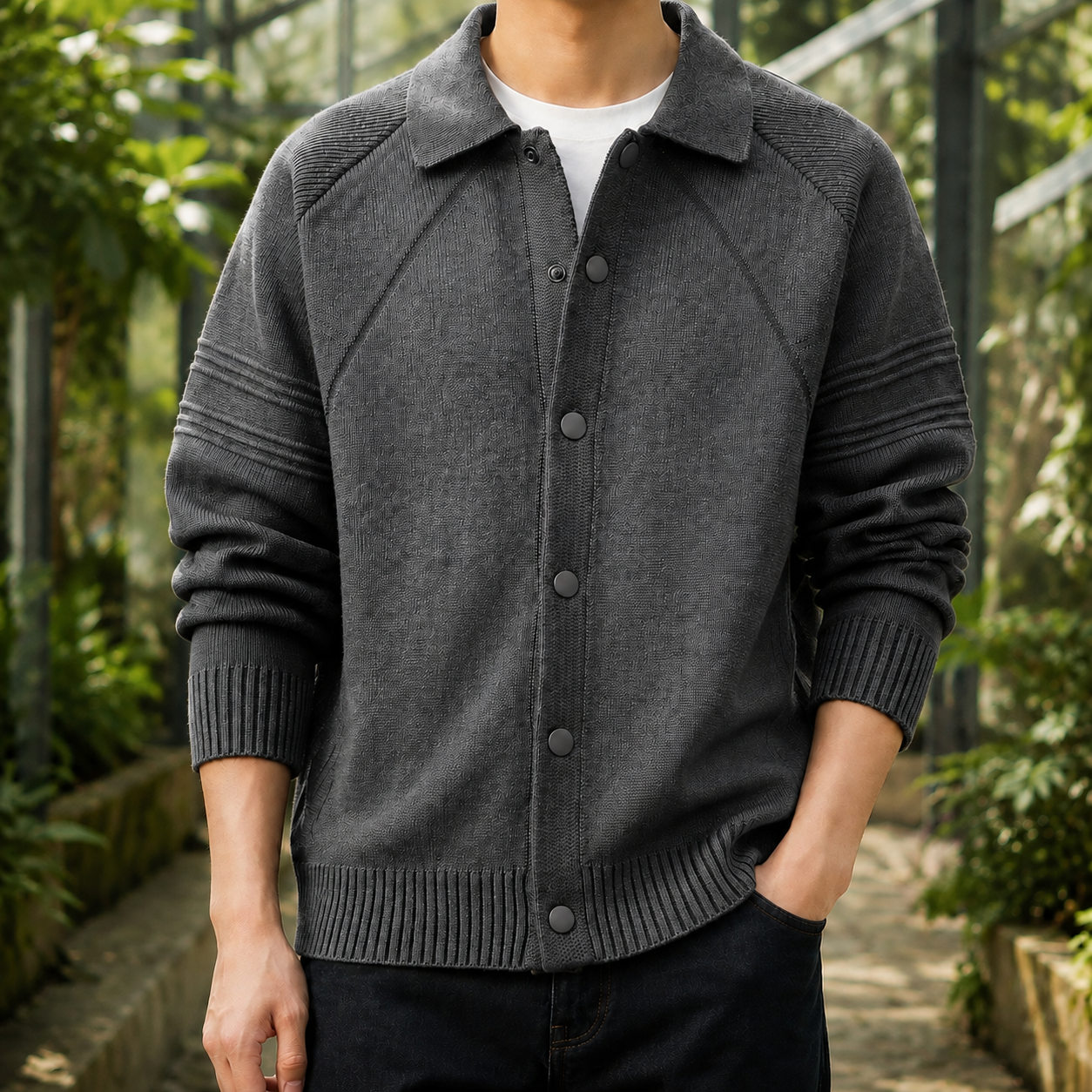 Caspian Knit Jacket - Dark Gray