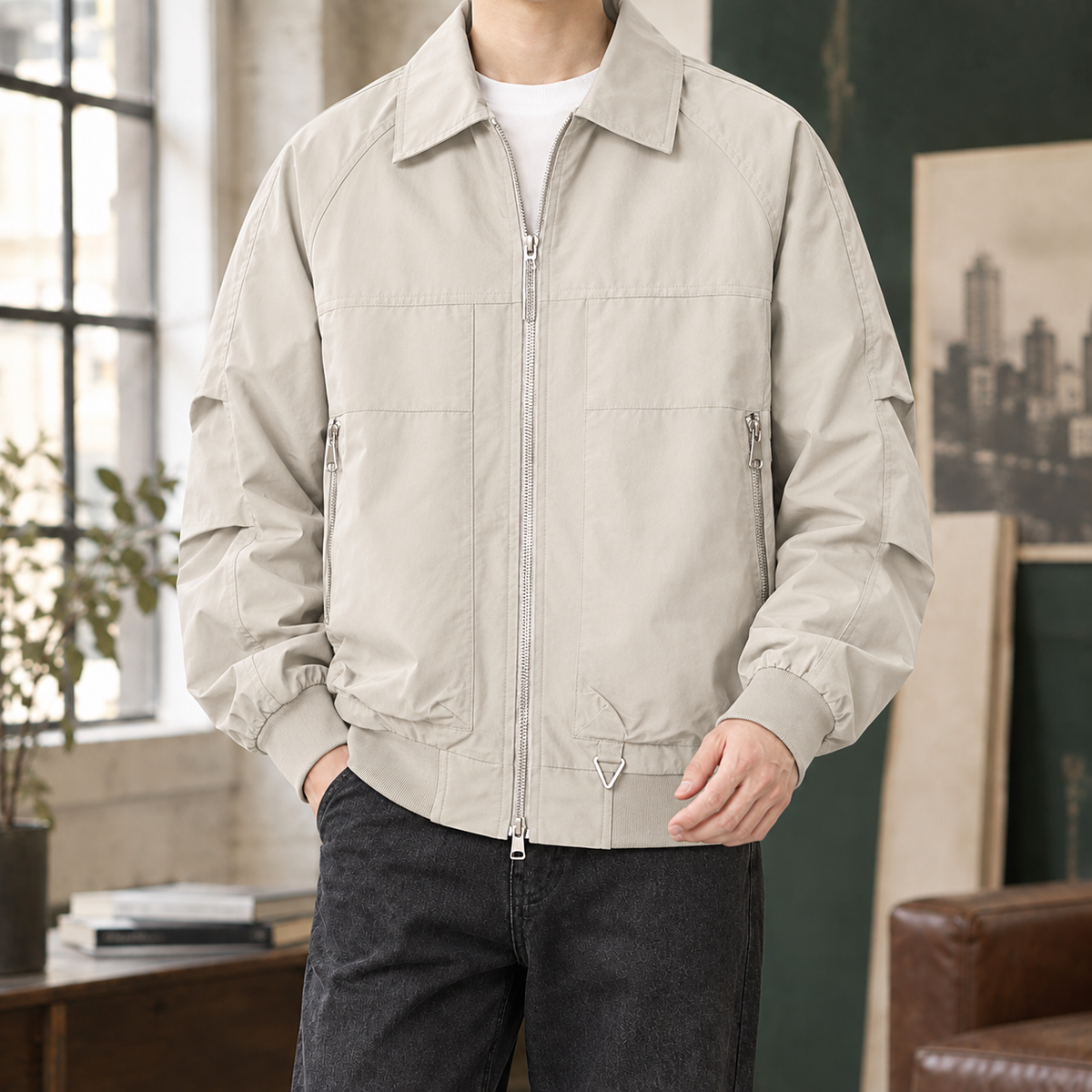 Jason Zip Jacket - Khaki