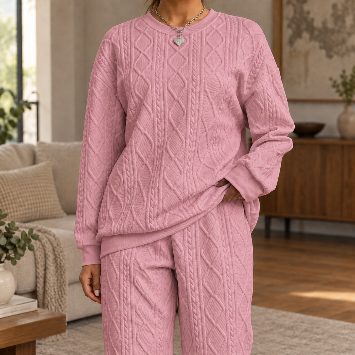 Elettra Cable Textured Set - Pink