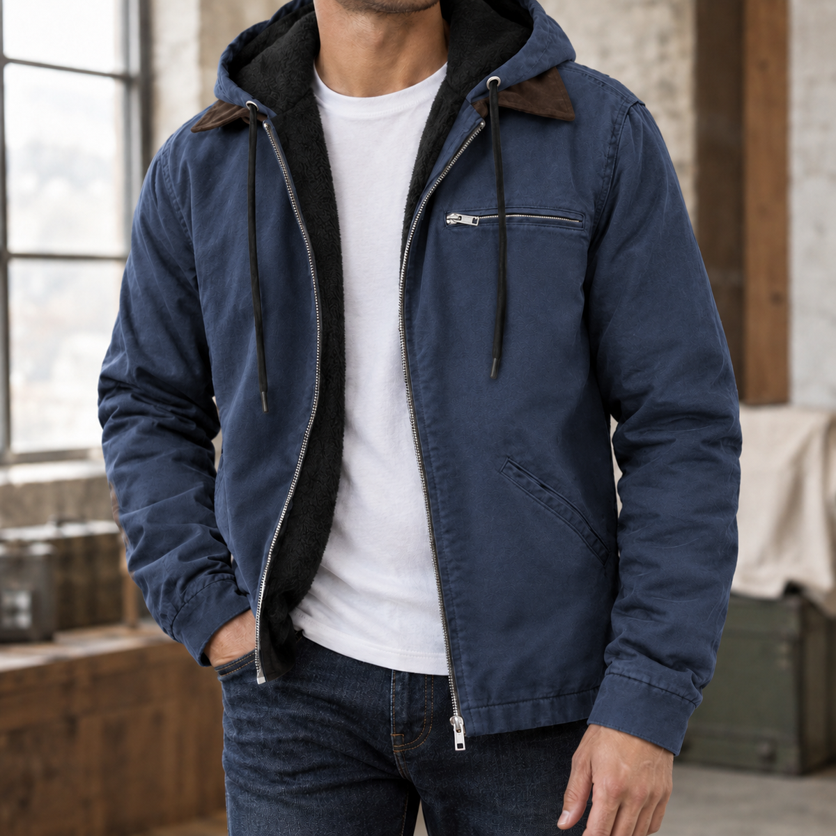 Ludovic Hooded Jacket - Navy Blue
