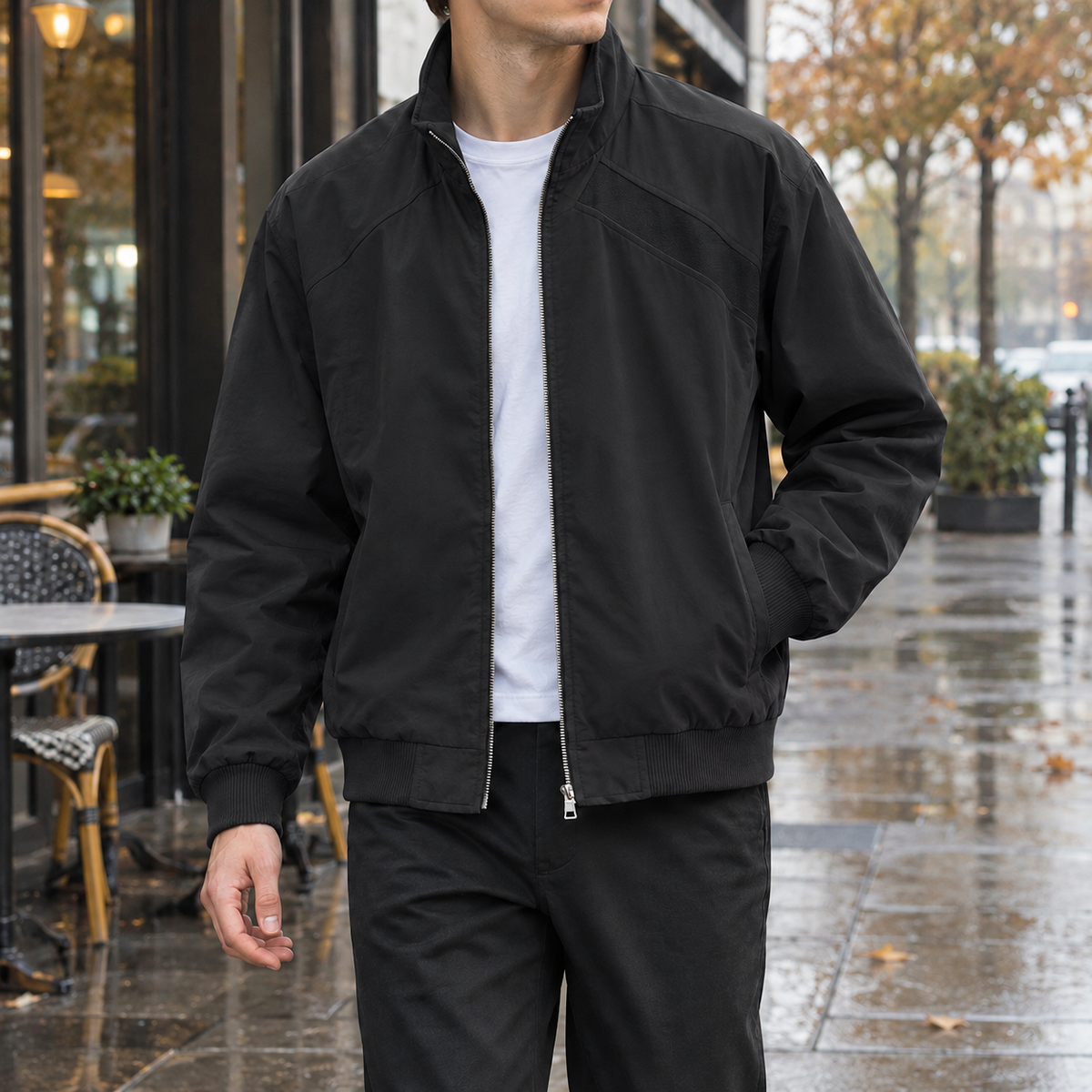 Logan Stand Collar Jacket - Black