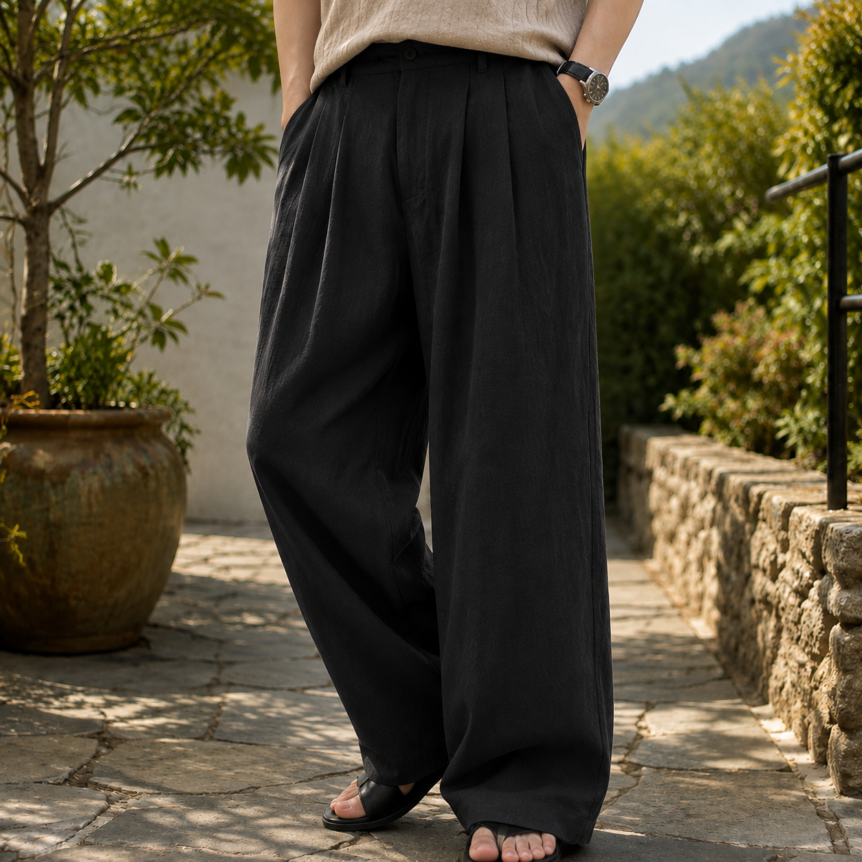 Leander Wide Leg Pants - Black