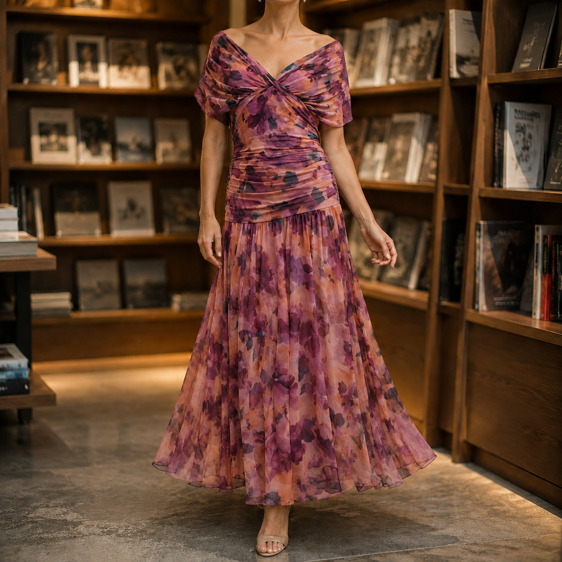 Oriana Wrap Maxi Dress - Brick Red