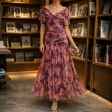 Oriana Wrap Maxi Dress - Brick Red