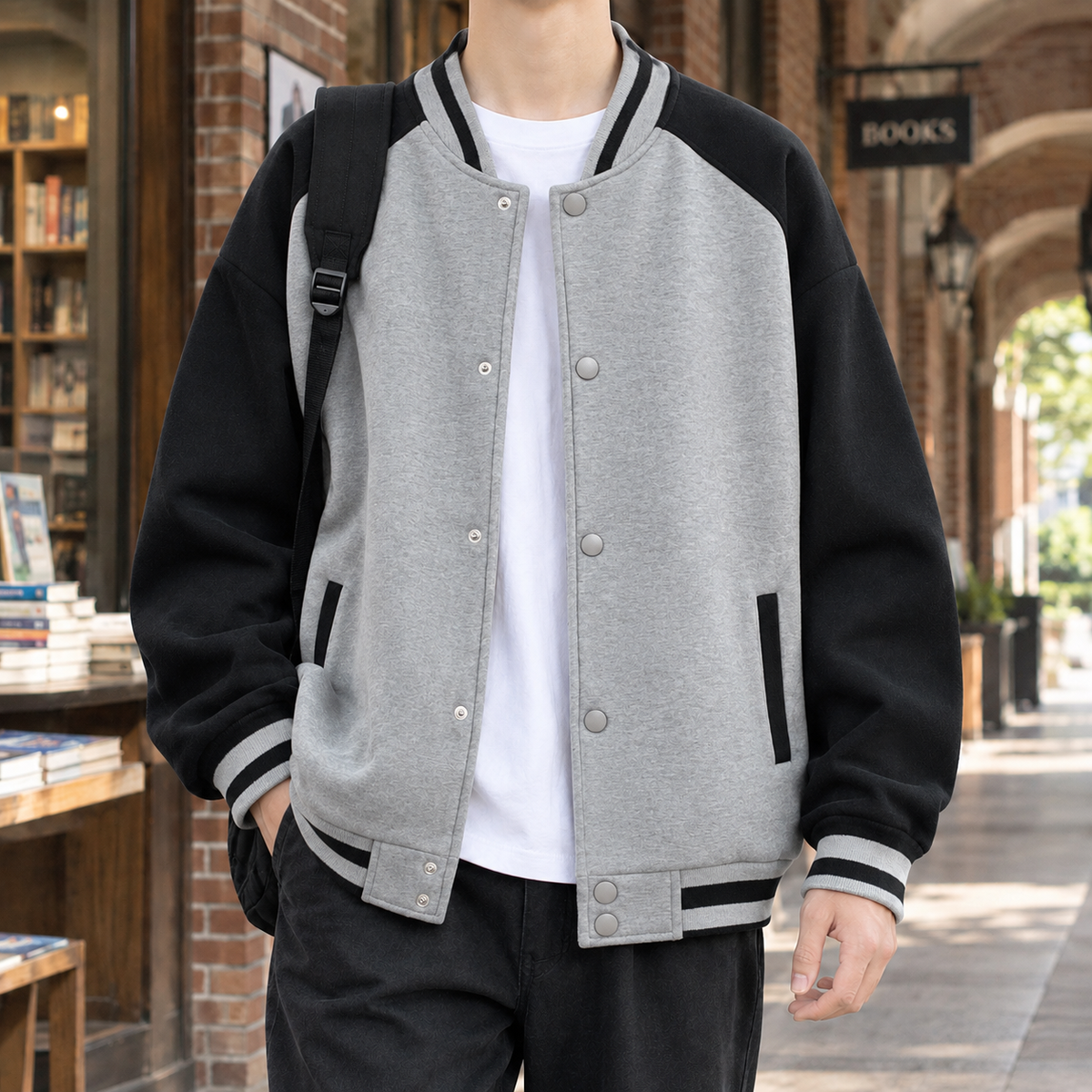Montague Varsity Jacket - Gray Spring Autumn