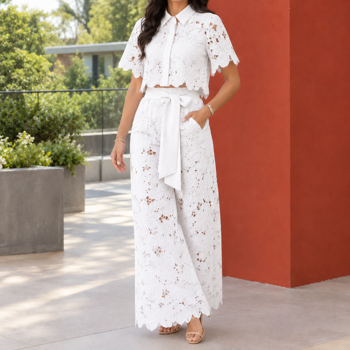 Evelina Wide Leg Set - White