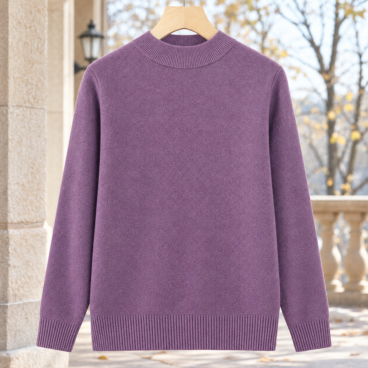 Eliza Mock Neck Sweater - Purple