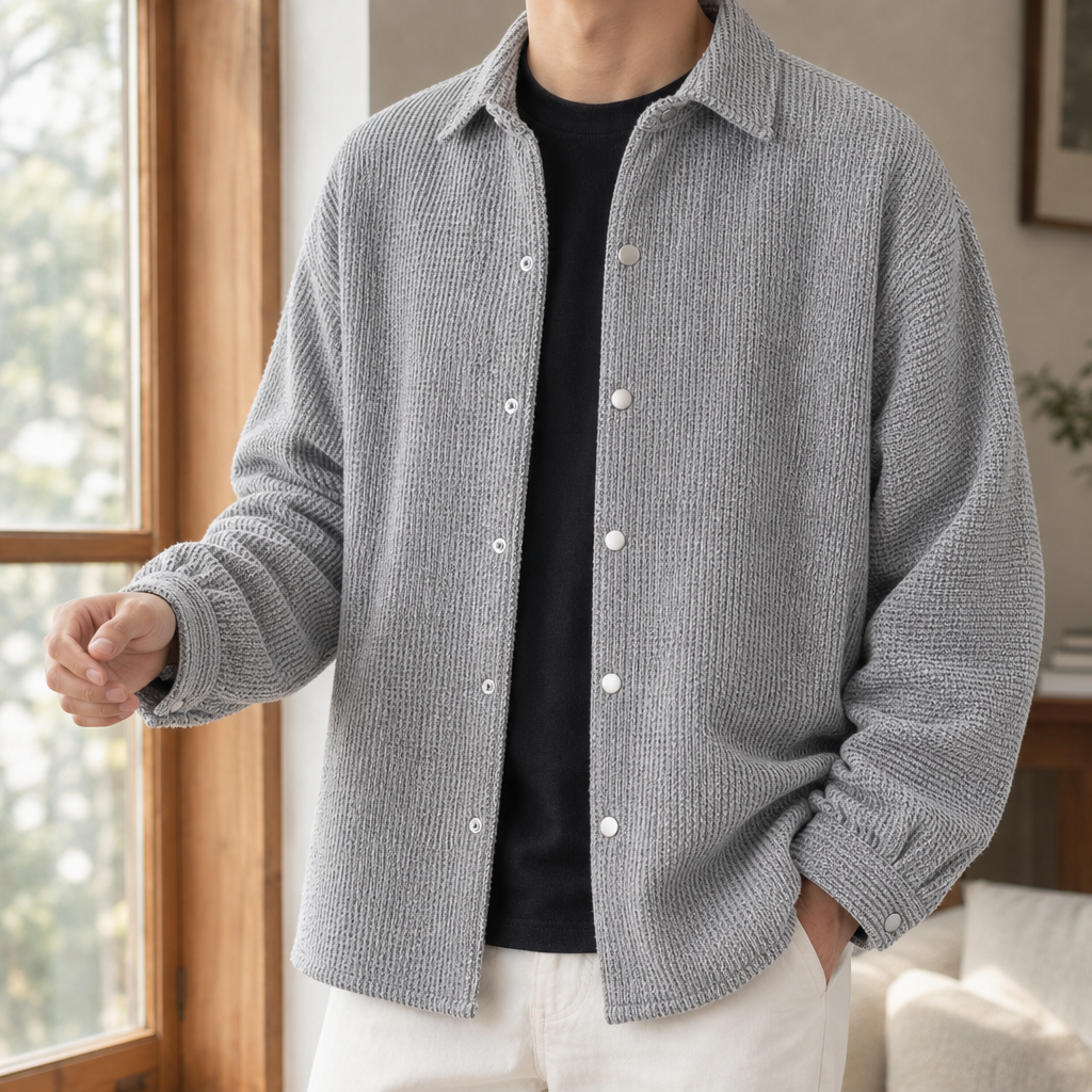 Rodolphe Textured Overshirt - Light Gray