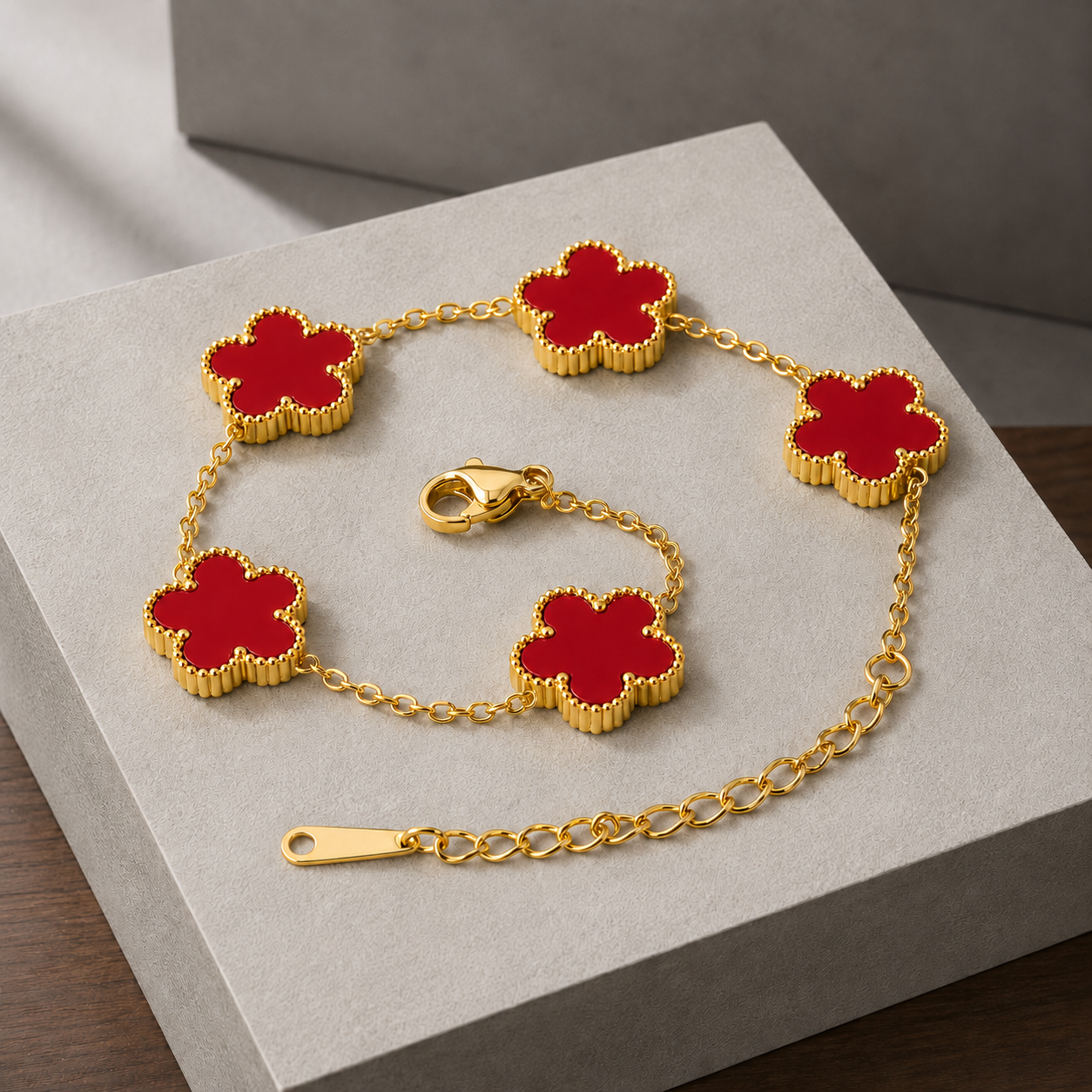Fletcher Floral Bracelet - Golden Red Shell Bracelet