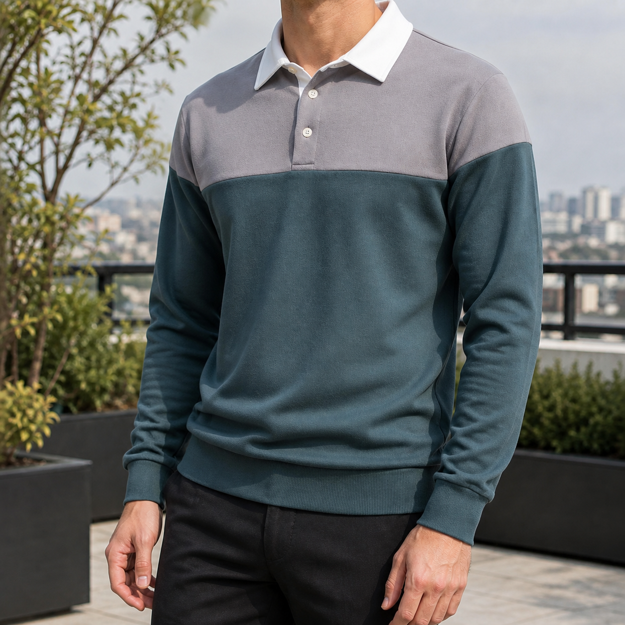 Julian Colorblock Sweater - Light Gray