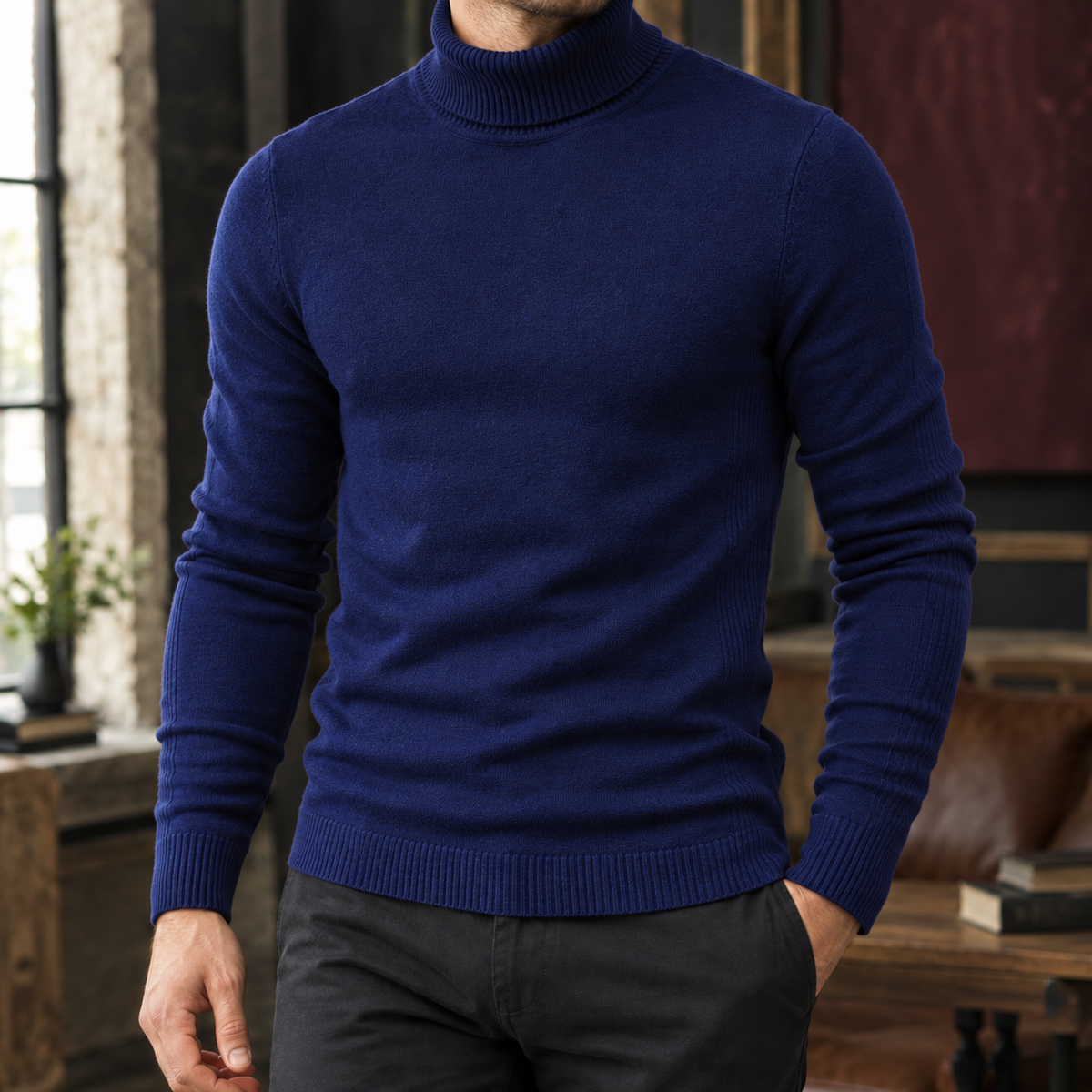 Benjamin Turtleneck Sweater - Navy Blue
