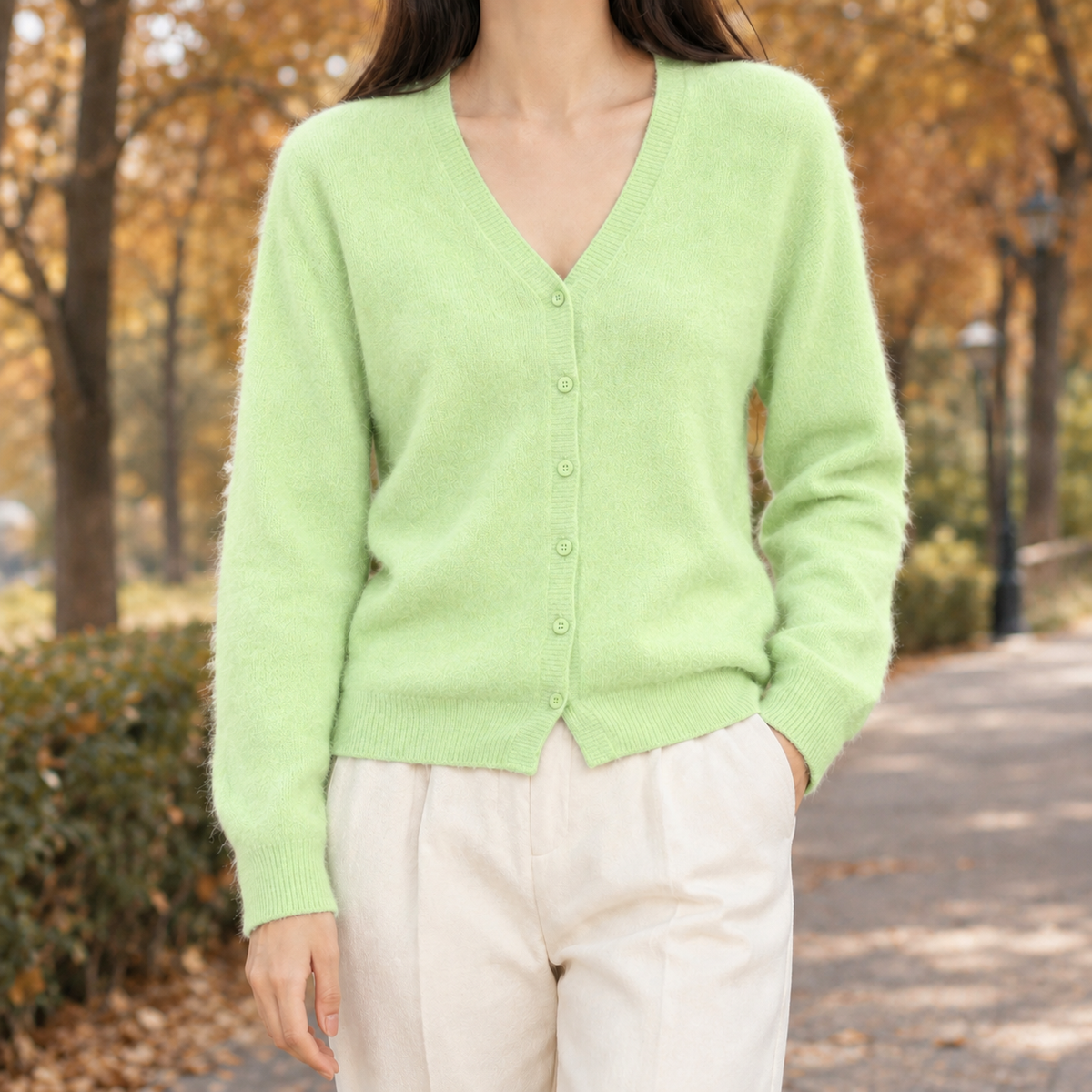 Lucinda Cashmere Cardigan - Light Green