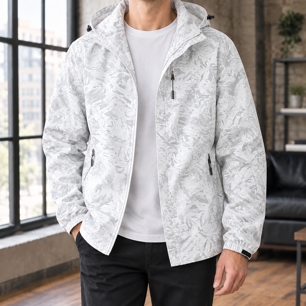 Andreas Tonal Leaf Jacket - White