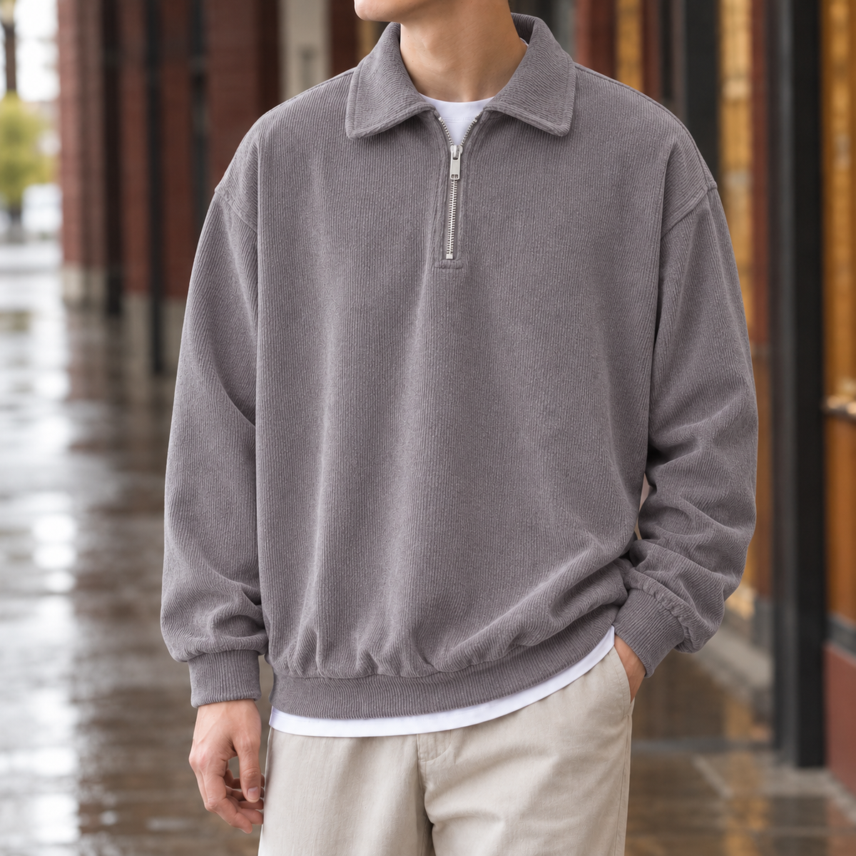 Audric Half-Zip Pullover - Gray