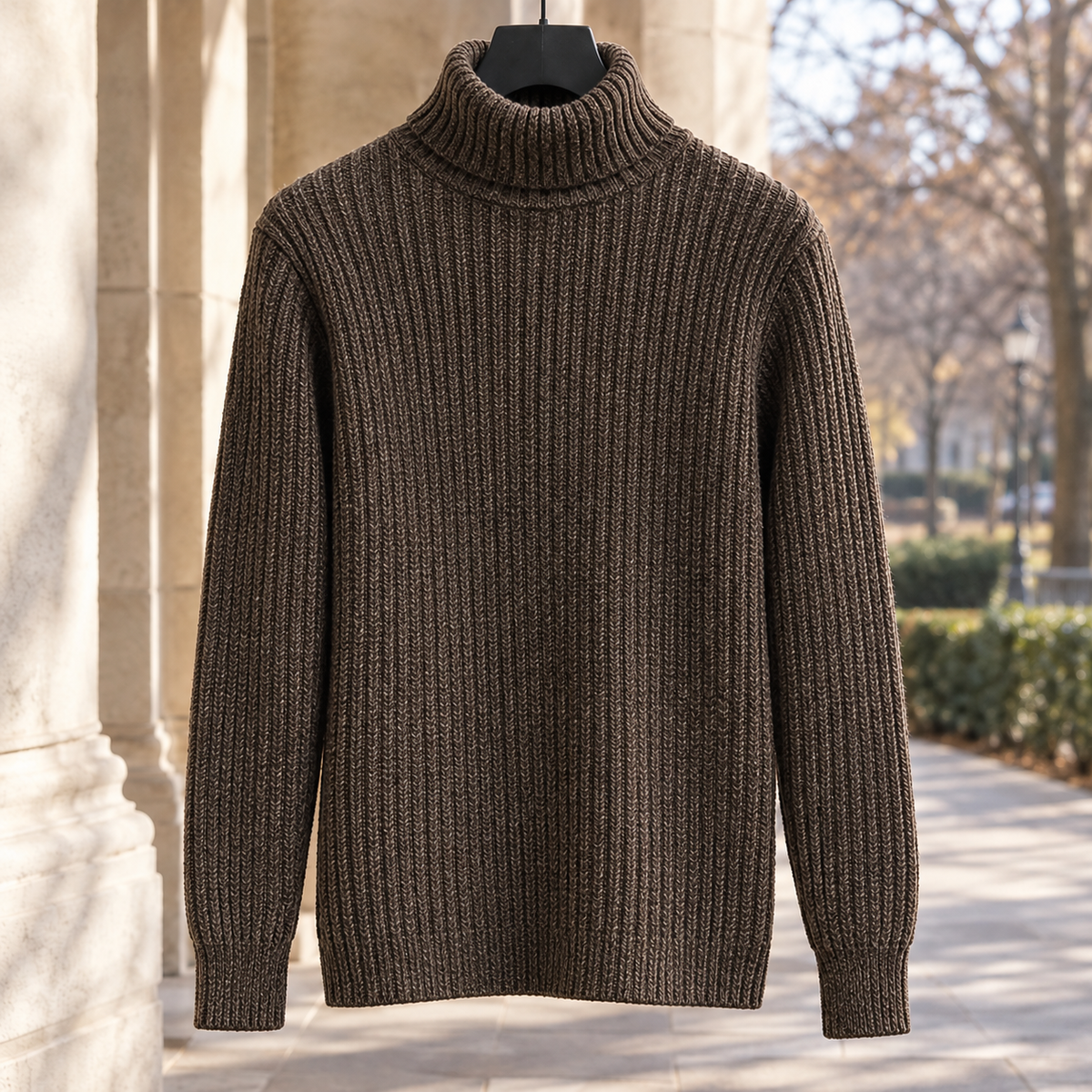 Aubin Ribbed Turtleneck Sweater - High Collar-coffee