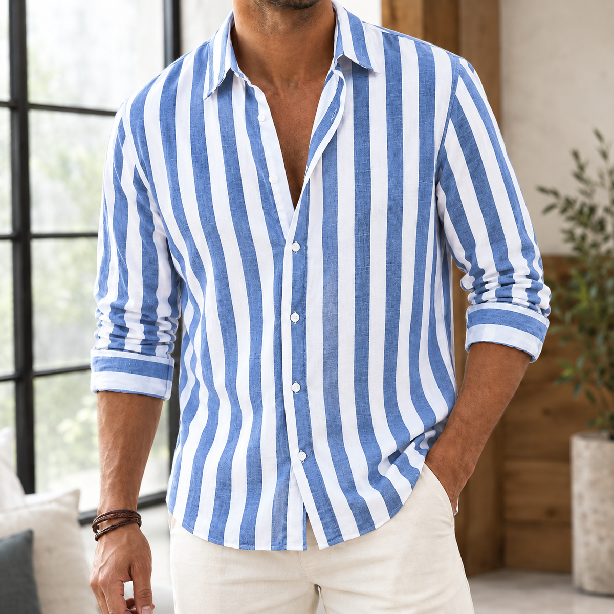 Arend Relaxed Stripe Shirt - Blue