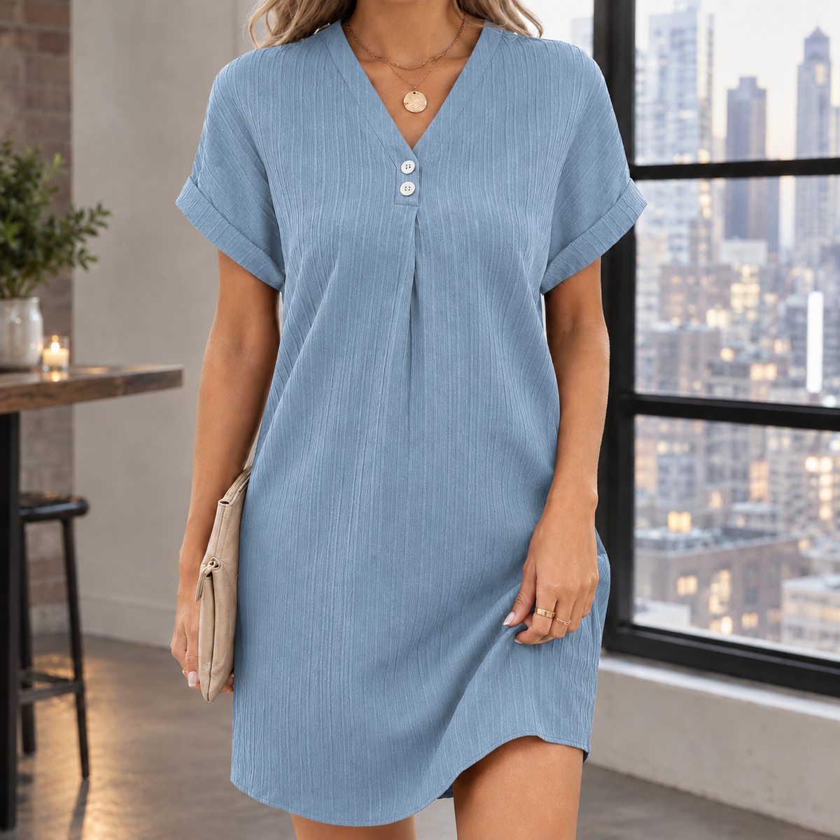 Shannon Relaxed Dress - Light Blue