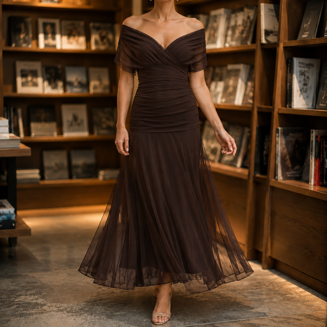 Oriana Wrap Maxi Dress - Brown