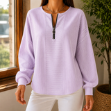 Vivienne Half Zip Top - Purple