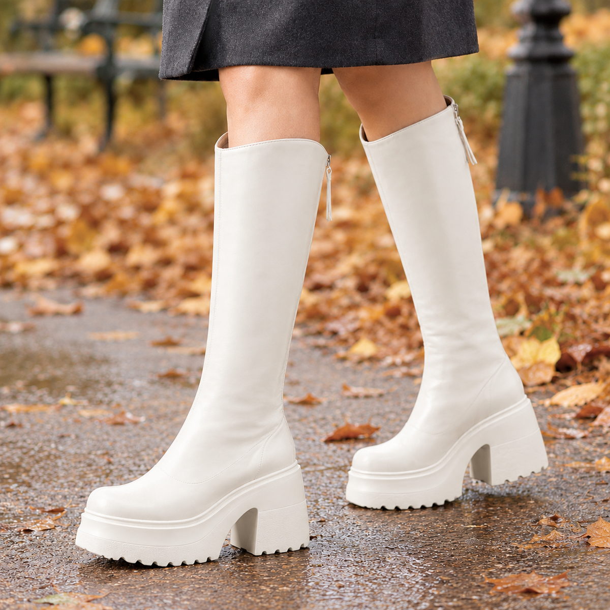 Fidenza Platform Boots - Off-white