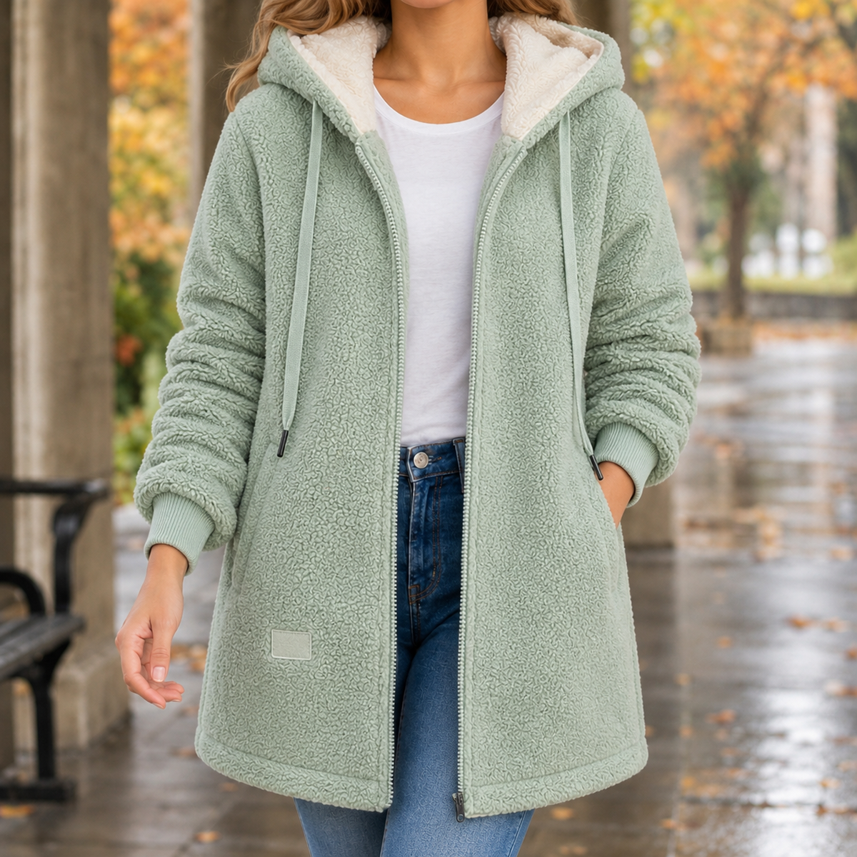 Karen Wool Hooded Jacket - Green