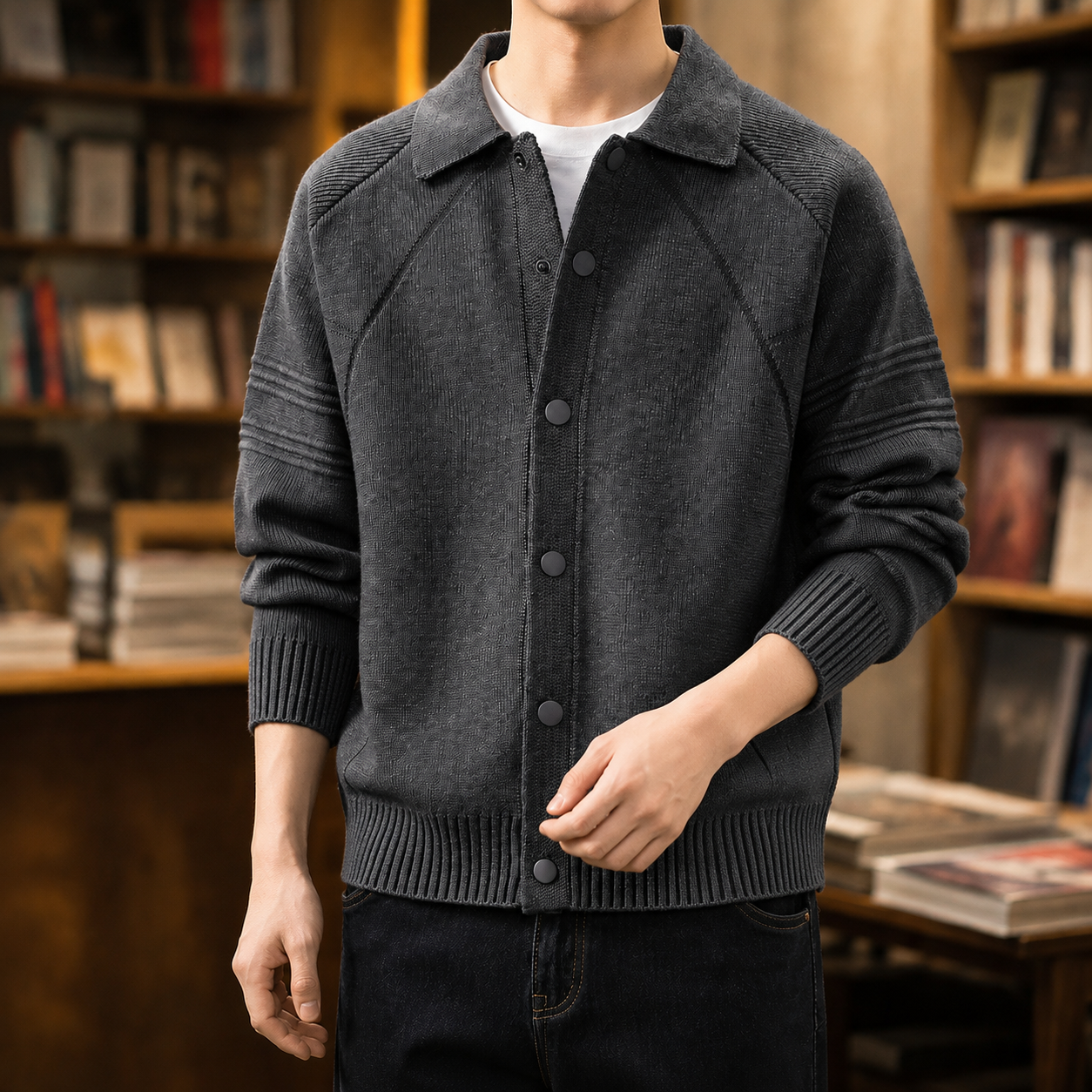 Roman Knit Jacket - Dark Gray