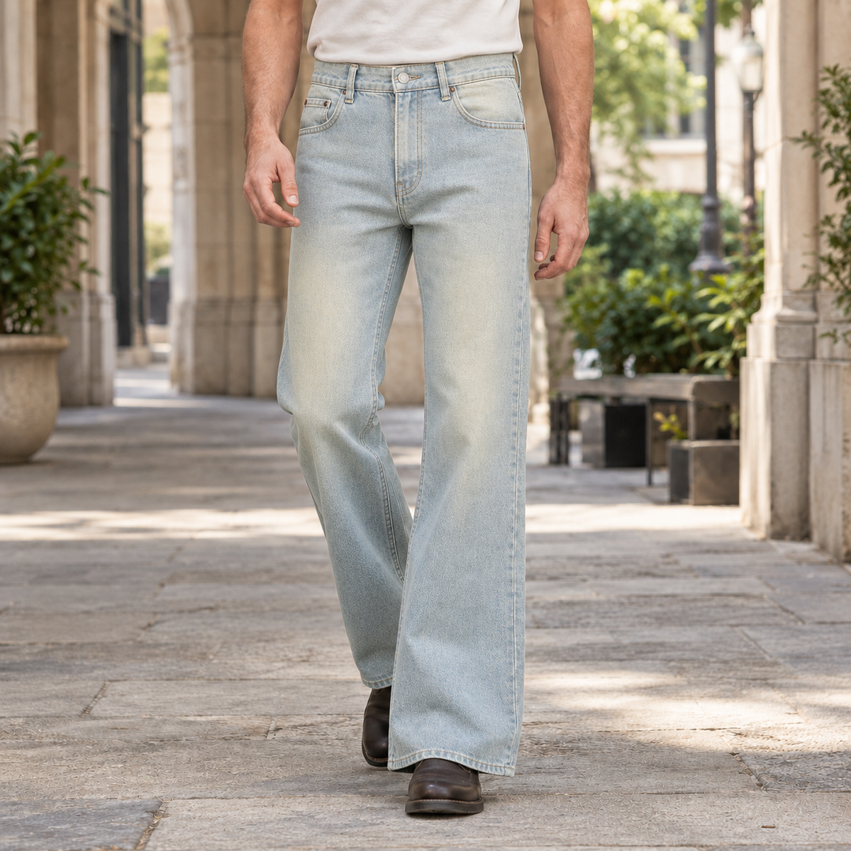 Aaron Flared Jeans - Stonewash Blue