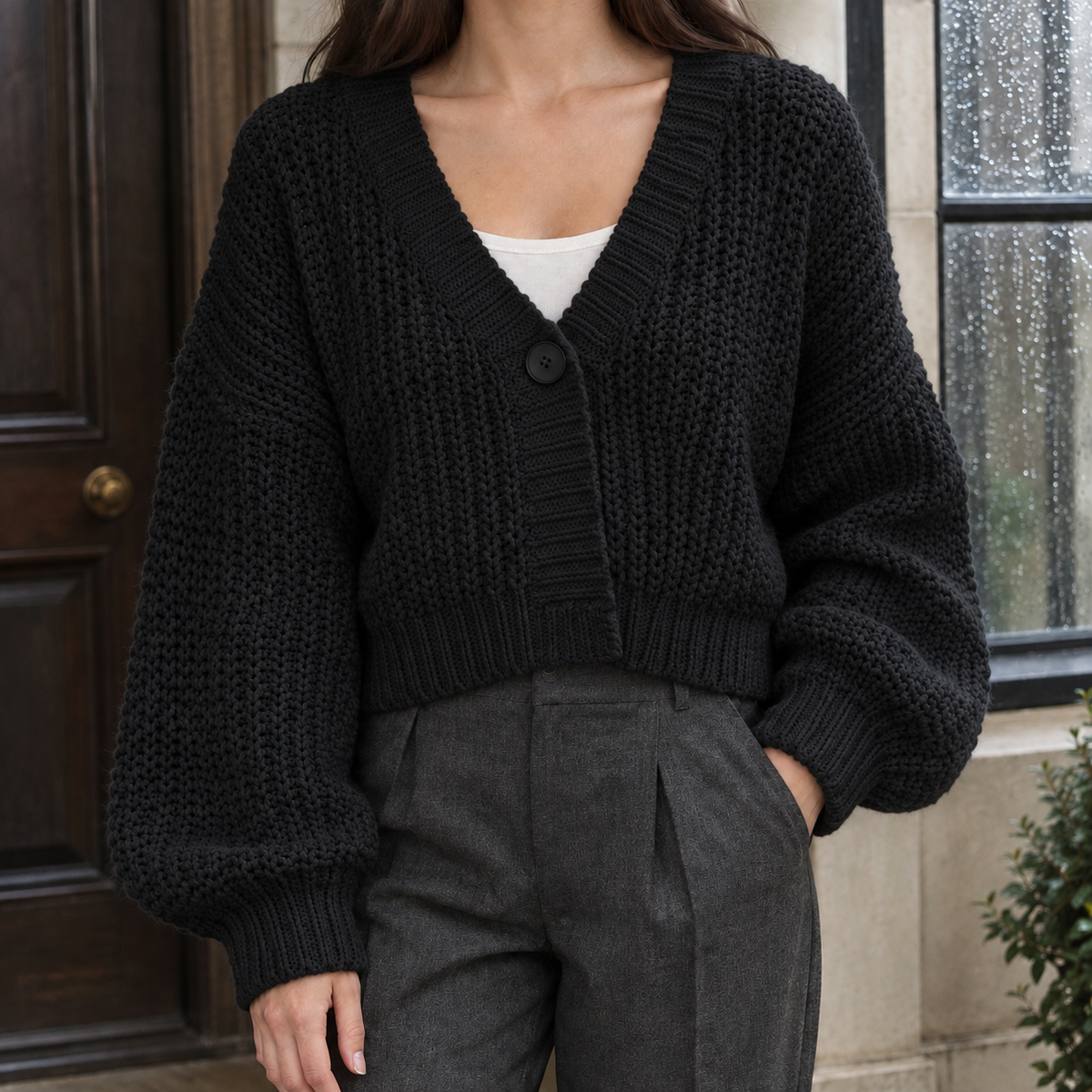 Azalea Chunky Cardigan - Black