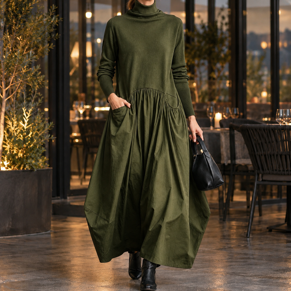 Melisande Cocoon Maxi Dress - Green