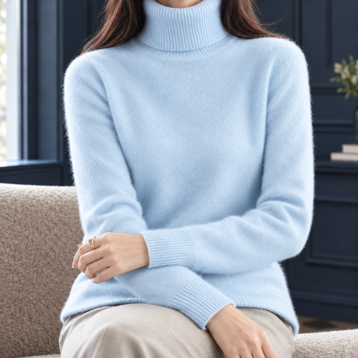 Winifred Cashmere Sweater - Light Blue