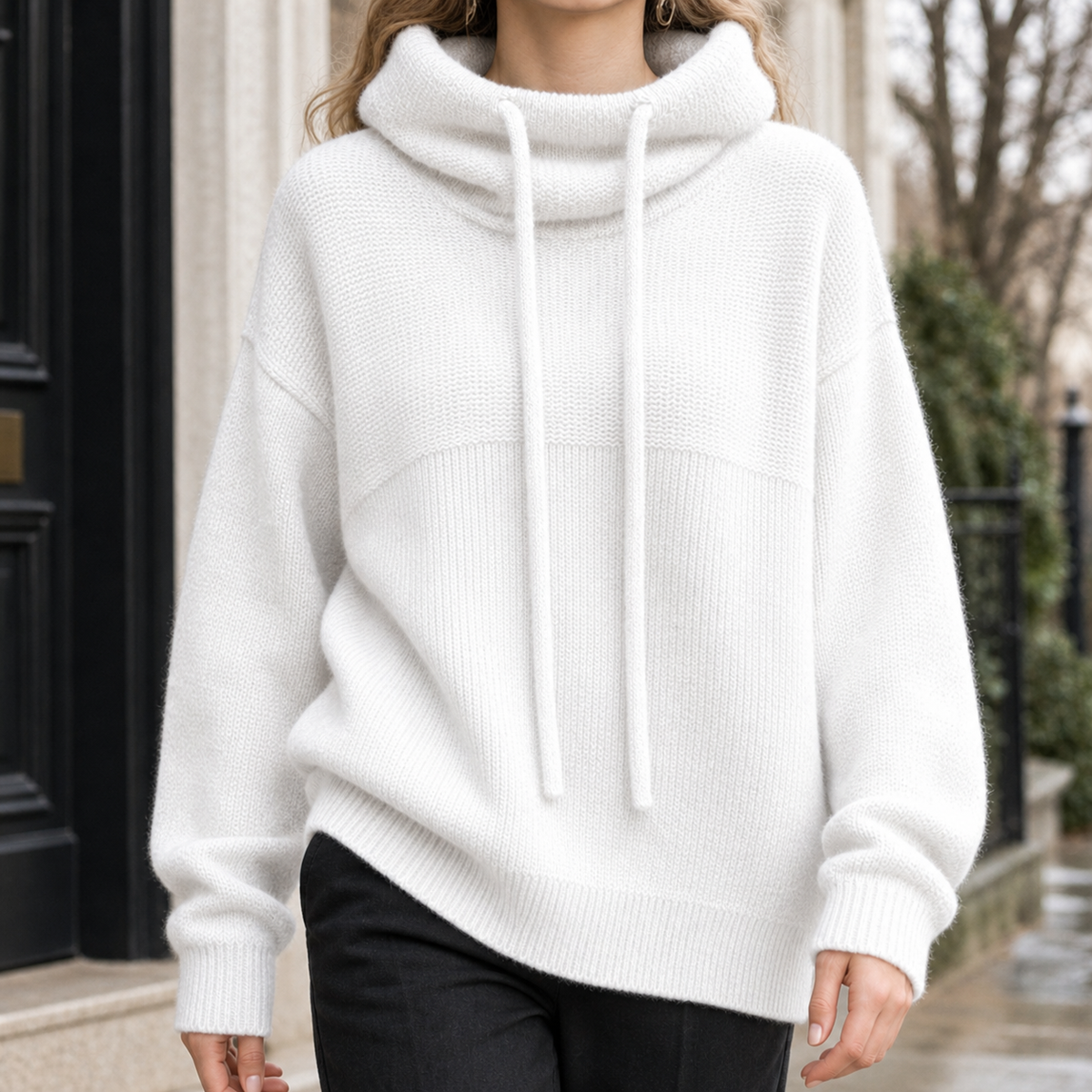 Desiree Cowl Neck Sweater - White