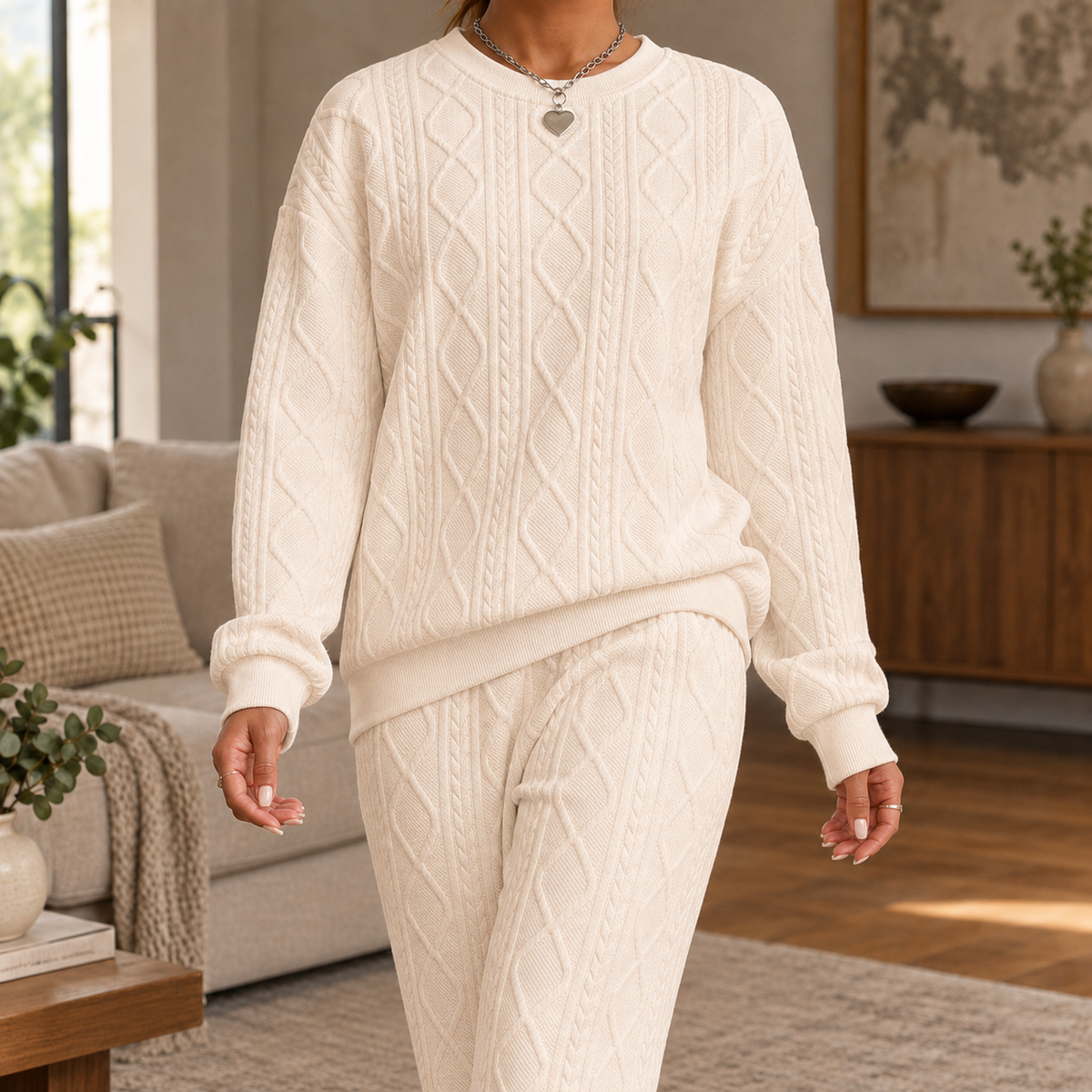 Elettra Cable Textured Set - Apricot