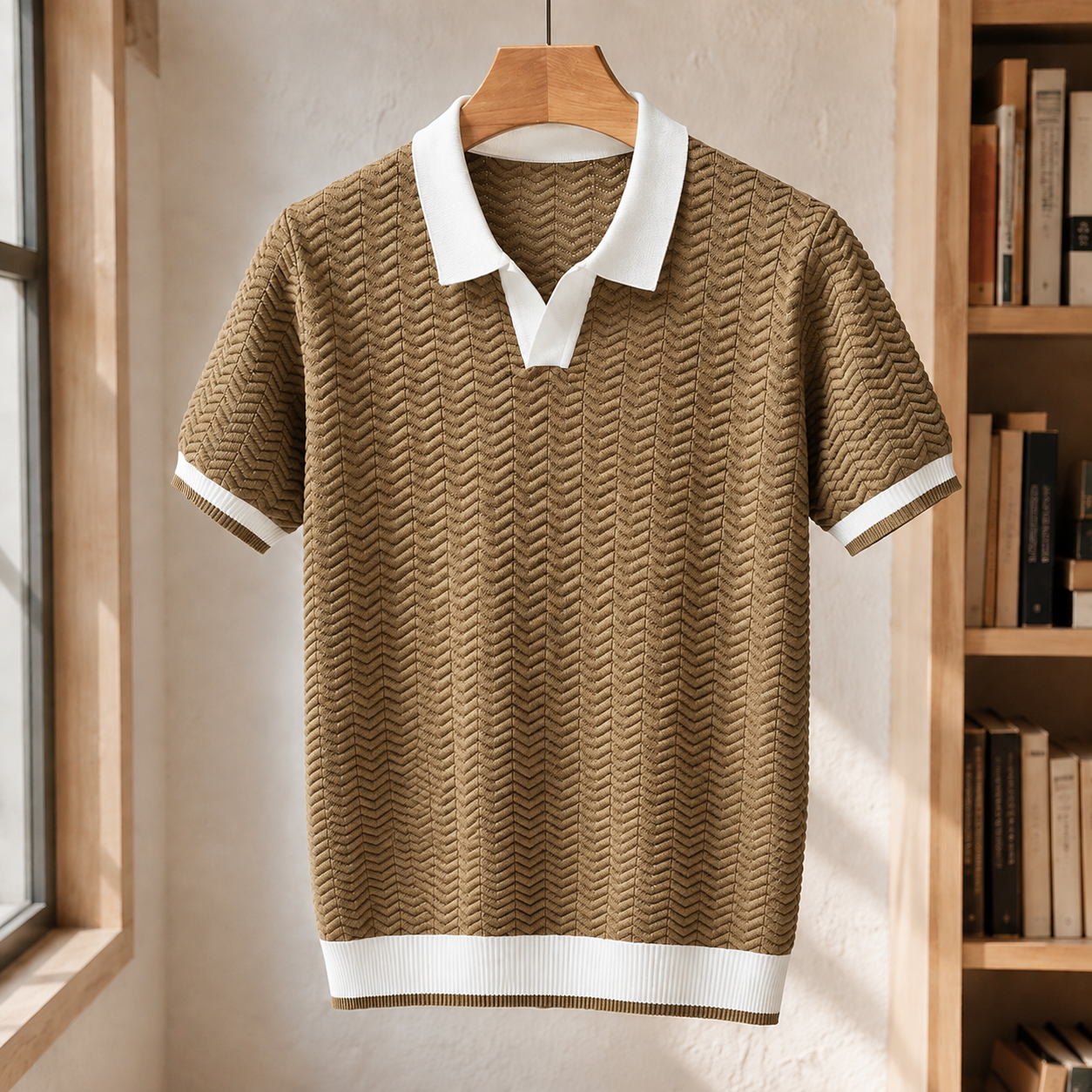 Leopold Textured Polo - Khaki Color