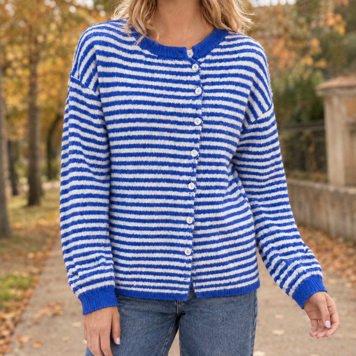 Naomi Striped Cardigan - Blue