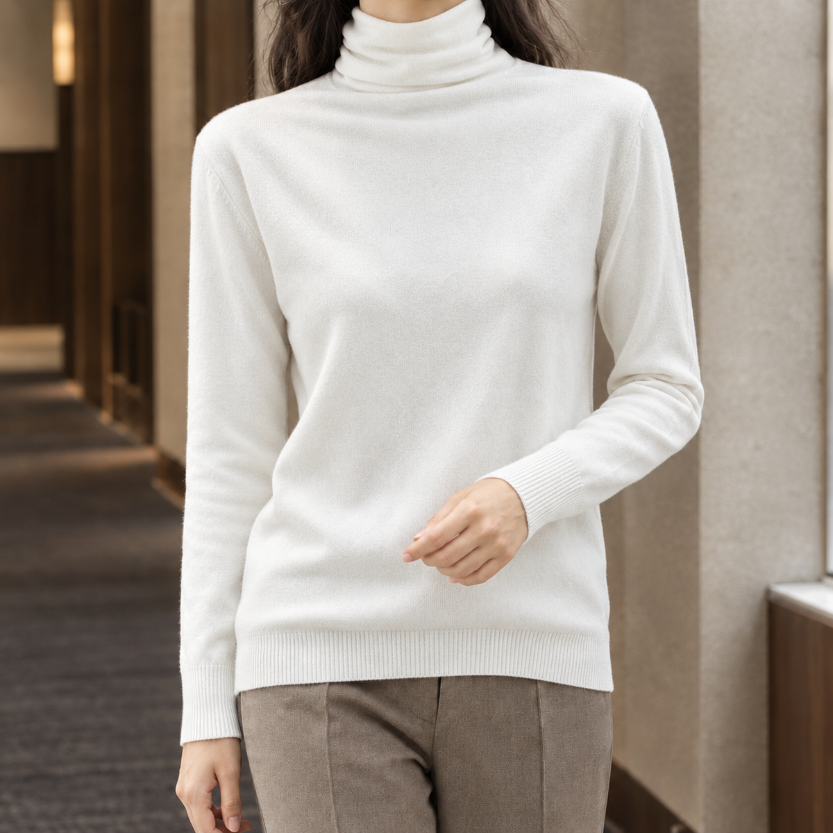 Charlize Turtleneck Sweater - White